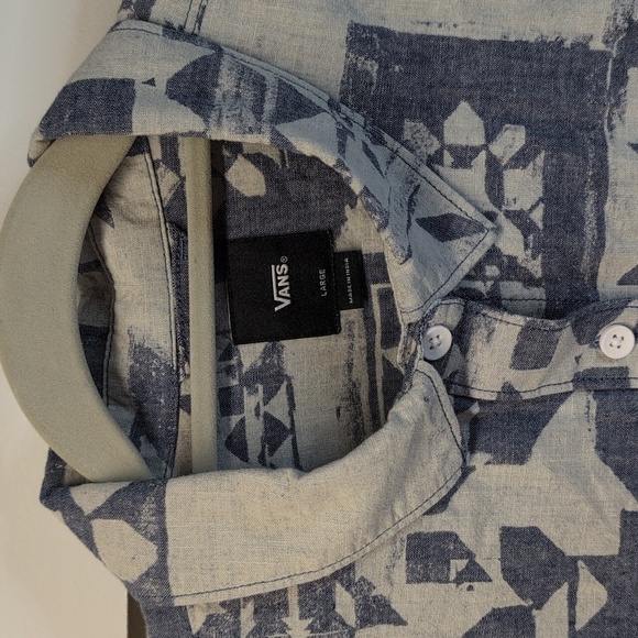 NWT Vans HOMESPUN LONG SLEEVE WOVEN TOP in Ashley Blue Size L - Picture 4 of 9